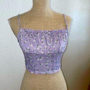Crop top floral lavender. Size S